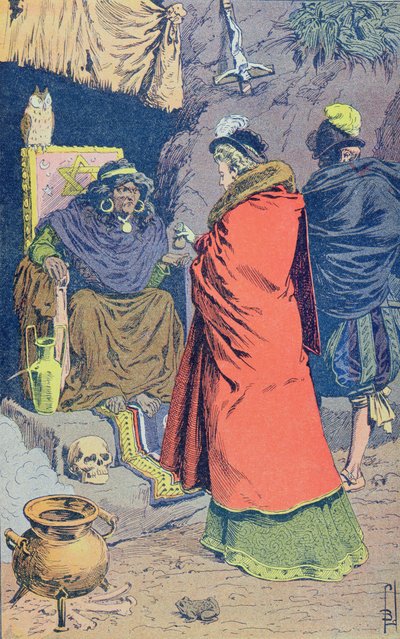 Witchcraft in the 16th century, a Witch selling some philtres, from 